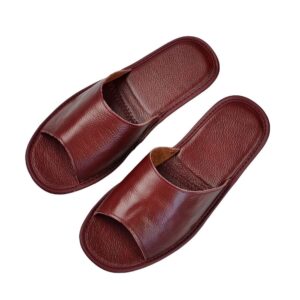 Men’s Brown Leather Slide Sandals