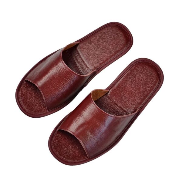 Men’s Brown Leather Slide Sandals