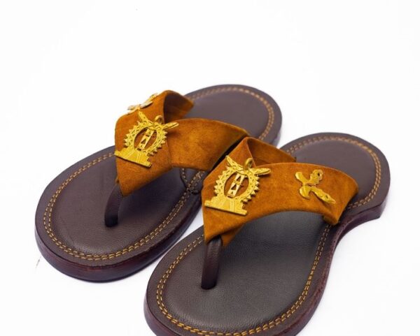 Regal Brown Suede "Ahenema" Traditional Ghanaian Sandals