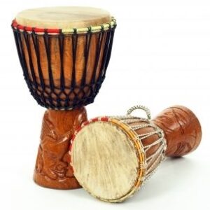 Hand-Carved West African Djembe Drum Set