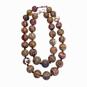 Artisan Safari-Inspired Hand-Rolled Polymer Clay Statement Necklace