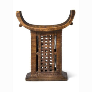Royal Dahomey Lattice-Carved Hardwood Throne