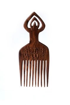 Artisan Hand-Carved Tribal "Masquerade" Wooden Hair Pick
