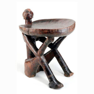 Hand-Carved Luba-Style Ancestral Caryatid Stool