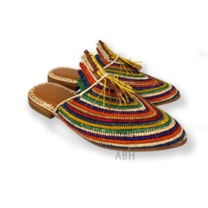 Artisan Moroccan Rainbow Raffia Loafers
