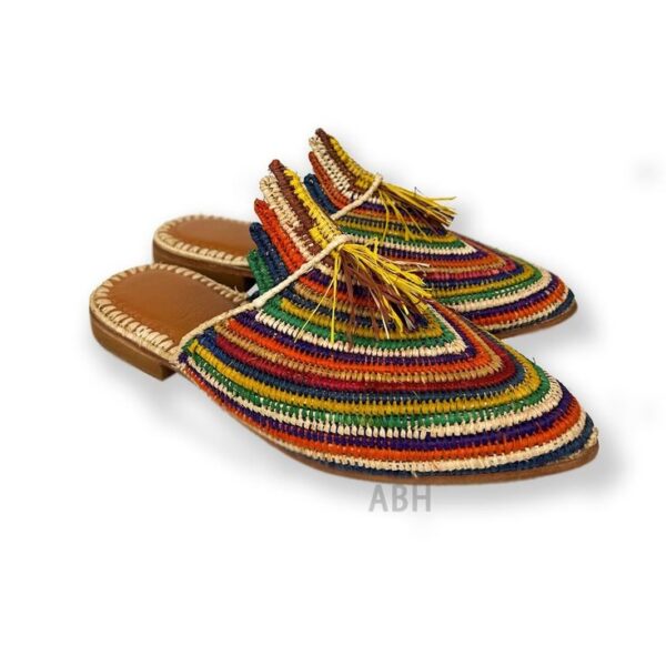 Artisan Moroccan Rainbow Raffia Loafers