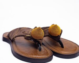Regal Brown Suede "Ahenema" Traditional Ghanaian Sandals
