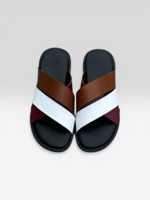 Men's Modern Tricolor Cross-Strap Leather Slides